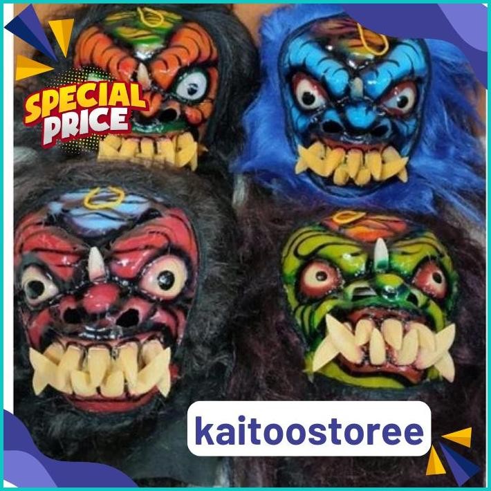 DISKOM Topeng Buto Gedruk Mainan Anak Seram Asli Kayu