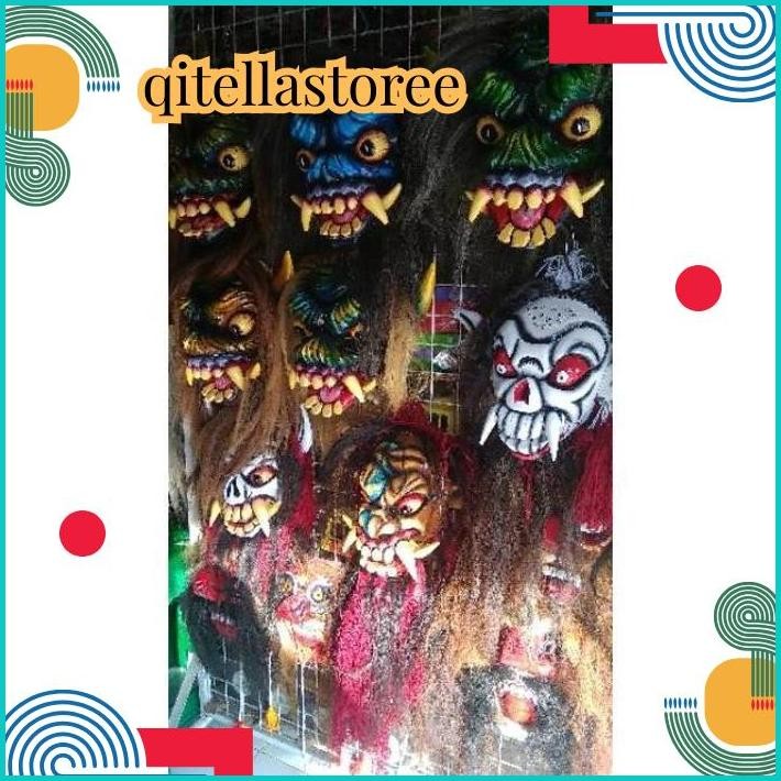 PROMO GEDRUKAN TOPENG MOSTER GEDRUK /TOPENG SPON MAINAN GIGI KAYU SERAM /TOPENG GERDUK