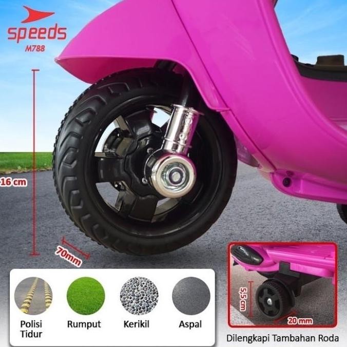 Mainan Anak Perempuan Laki Motor Listrik Aki Vespa Mini Piaggio M788