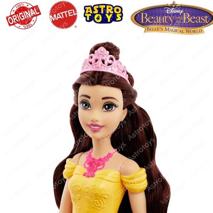 Disney Mattel Princess Castle Stories Belle Doll With Mrs Pot & Chip / Mainan Anak Perempuan Action 