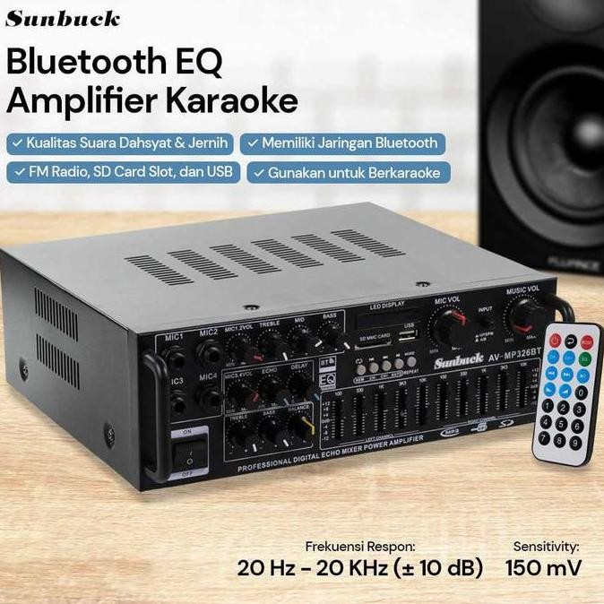 Sunbuck Bluetooth Eq Audio Amplifier Karaokehometheater 2000W A Hitam