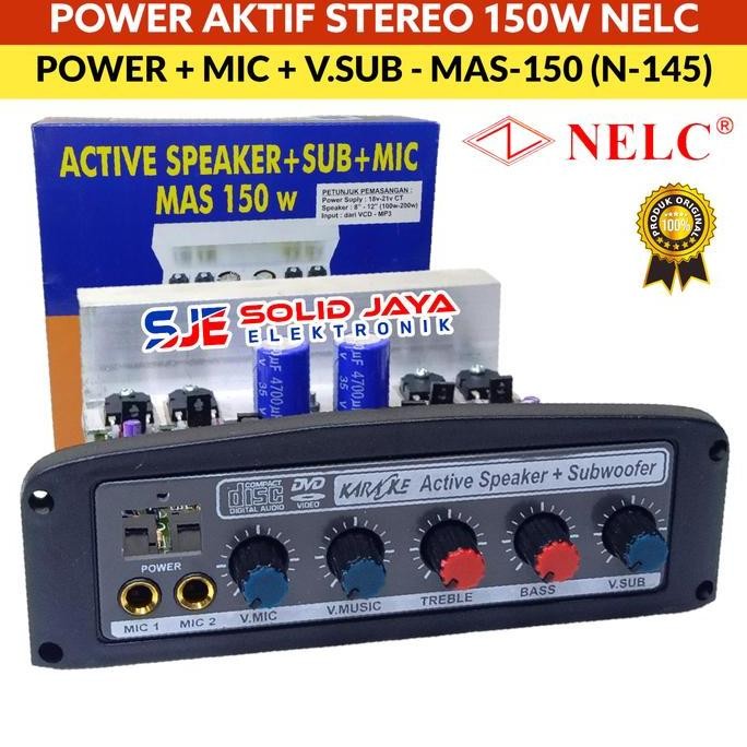 Kit Power Speaker Aktif 150W Mas150 N145 Stereo Mic Subwoofer Sub Woofer Mik Karaoke 150 W 150 Watt 