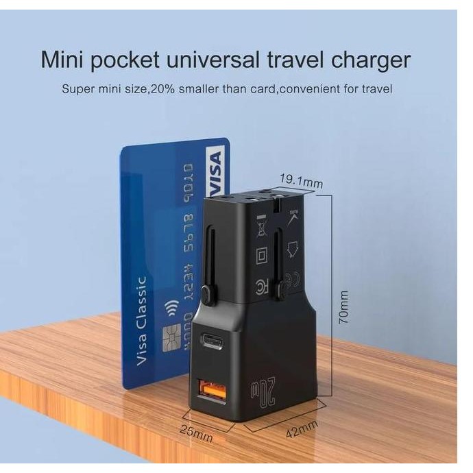 Mediatech Mini Universal Travel Adaptor MT-808 / Pocket Travel Charger