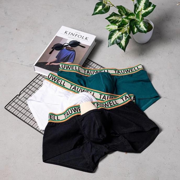 Promo Tauwell Boxer pria kantong depan (GRATIS cup) Katun Dewasa COD
