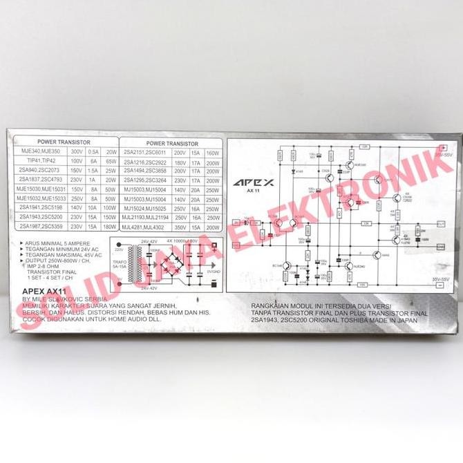 Kit Power Stereo Apex Ax11 Mk3 500W Mk-3 Kit Hi Fi Stereo Power Amplifier 500 Watt Ax 11 Ax-11 Mk 3 