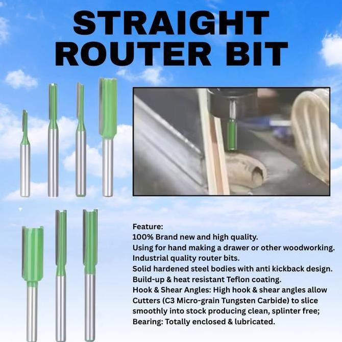 Mata Router Kayu Straght Bit Mata Profil Lurus Shank 6Mm