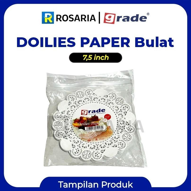Doilies Paper 7,5 Grade Bulat Putih Alas Isi 250 Pcs Kertas Renda Tatakan Kue Doyleys Ready