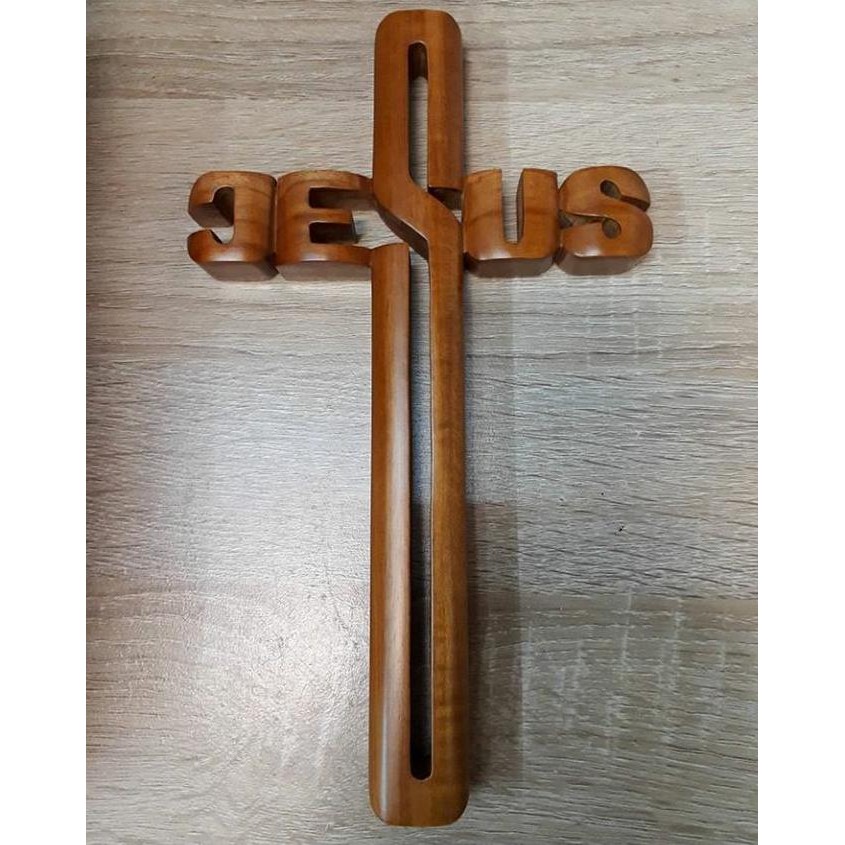 TERLARIS - Salib kayu ukir "Yesus"