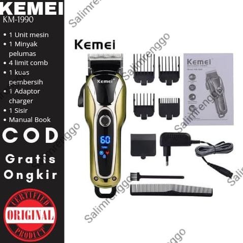 Alat Mesin Cukur Rambut Rechargeable Turbo  Original Kemei KM-1990 / KM 1990 / KM1990