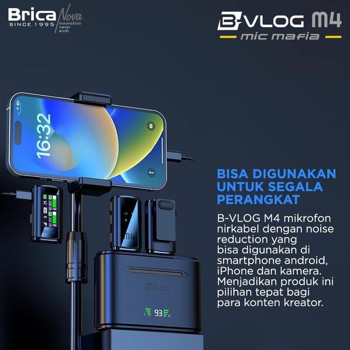 Brica B-Vlog M4 Dual Wireless Microphone - Clip On Mic Vlog - With Charging Case Bvlog Mic Wireless