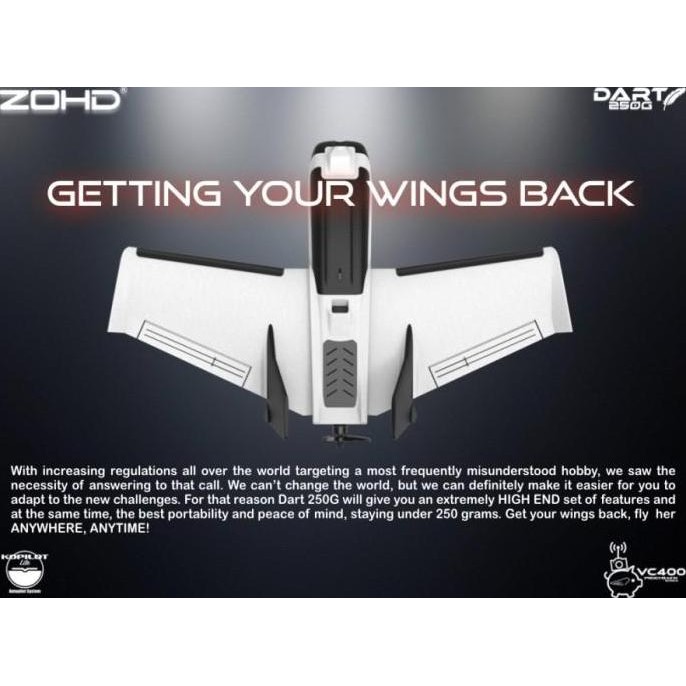 Zohd Dart 250G 570Mm Wingspan Epp Fpv Rc Wing Airplane Pnp