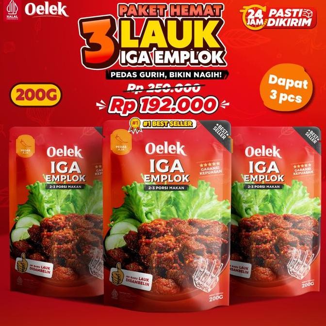 Oelek Paket Bertiga Besar Iga Emplok Oelek - 3 Pack 200 gram Iga Emplok / Iga Mercon .