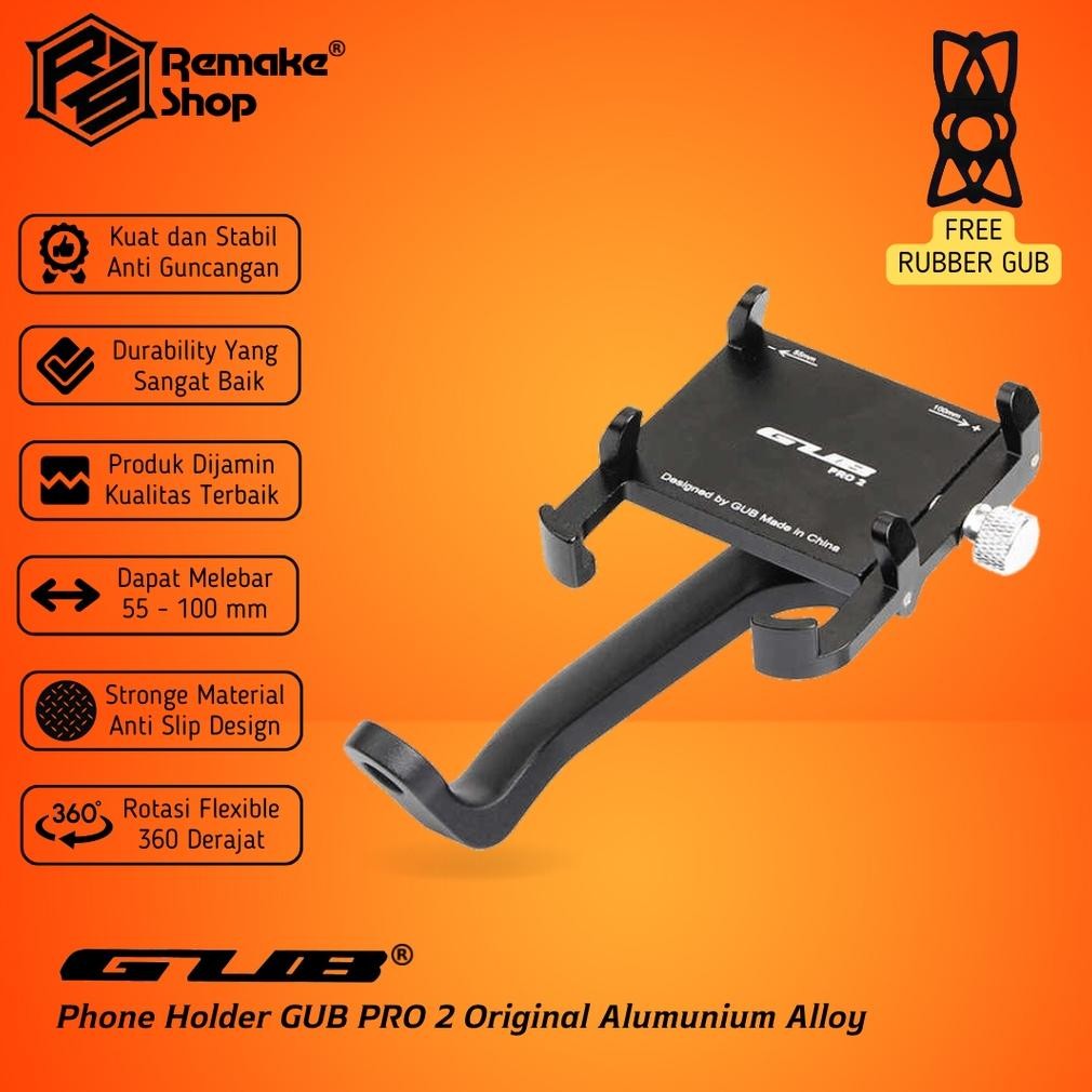 GUB PRO 2 Phone Stand Holder Hp Handphone Motor Spion Dudukan Hp di Motor Tempat Hp di Motor Holder 