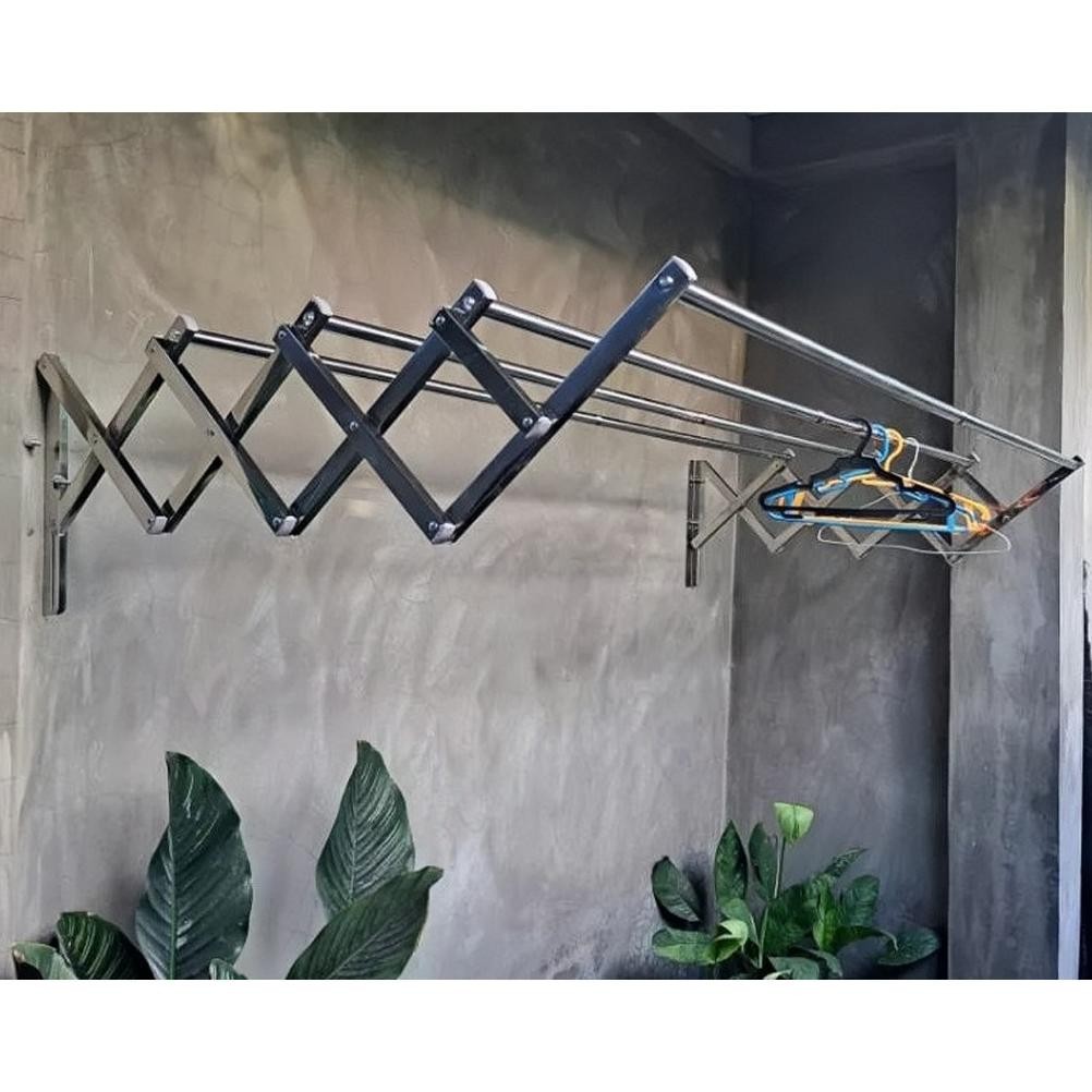Jemuran dinding lipat / Jemuran Baju Pakaian Dinding 100cm 160CM-200CM/Jemuran Lipat Dinding 3 Batan