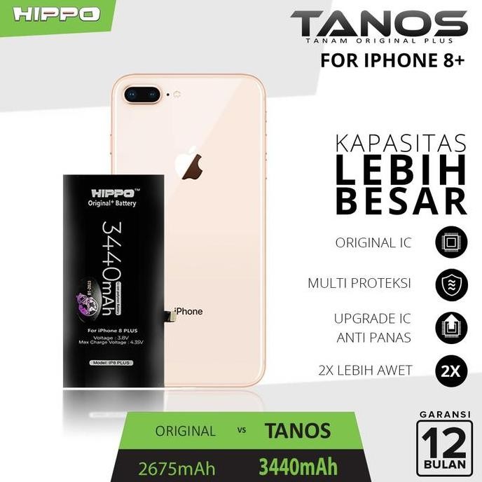 Hippo Baterai Iphone 8 Plus 3440 Mah Original+ Premium Cell Quality