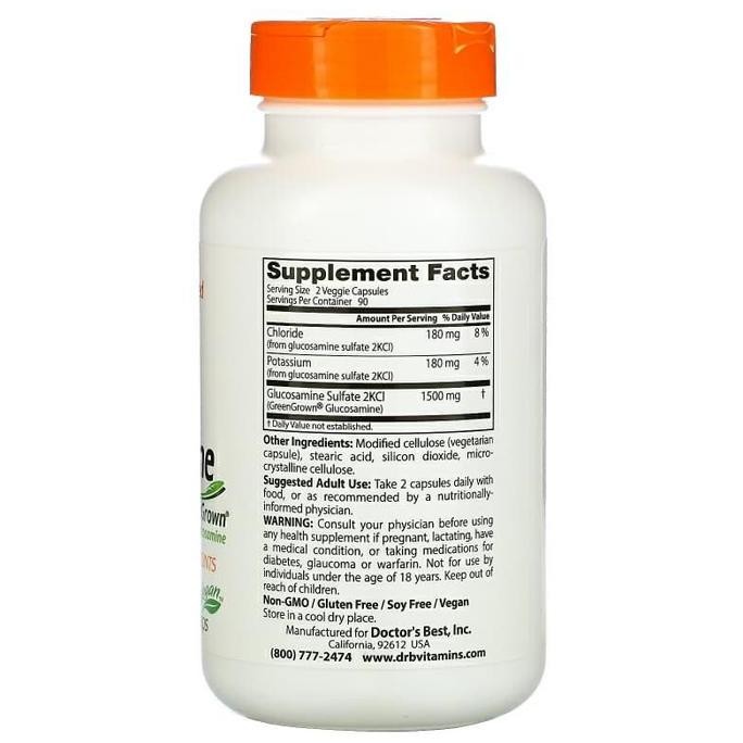 Doctor'S Best Vegan Glucosamine 1500 Per Serving 180 Veggie Caps Original