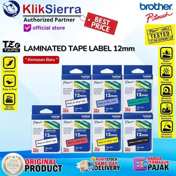 DF289>> BROTHER TZe-631 TZe631 Black on Yellow 12mm ORIGINAL Tape Label PTouch TZe-131 TZe131 | TZe-
