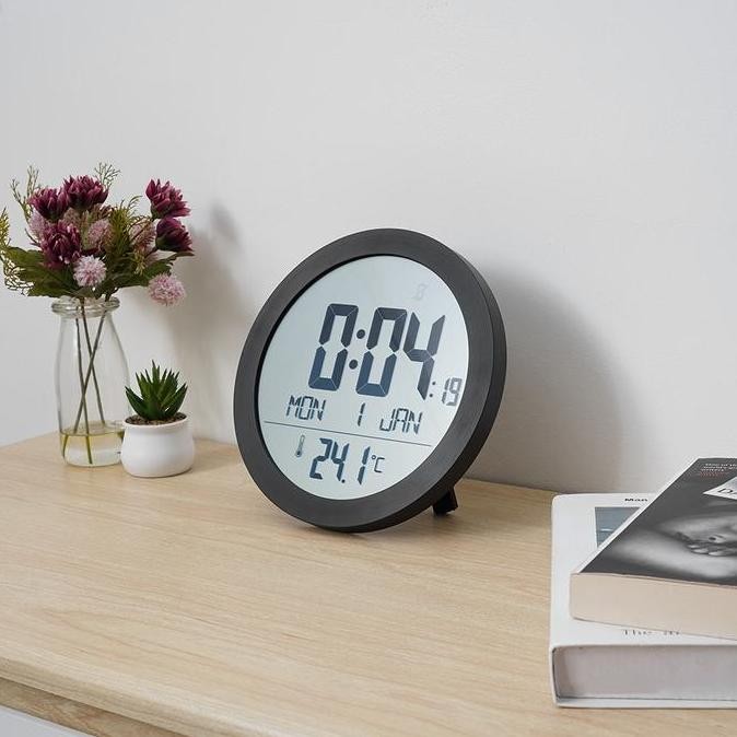 FORHOM JAM DINDING LCD DIGITAL ROUND - HITAM