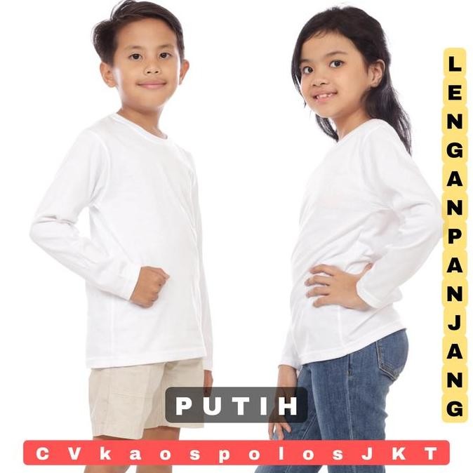KAOS POLOS ANAK LENGAN PANJANG PUTIH