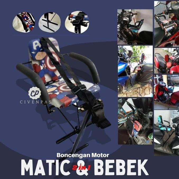 Jok Kursi Anak di Motor Tempat Duduk Anak di Motor Matic dan Motor Bebek 2 in 1 Besi Motorcycle
