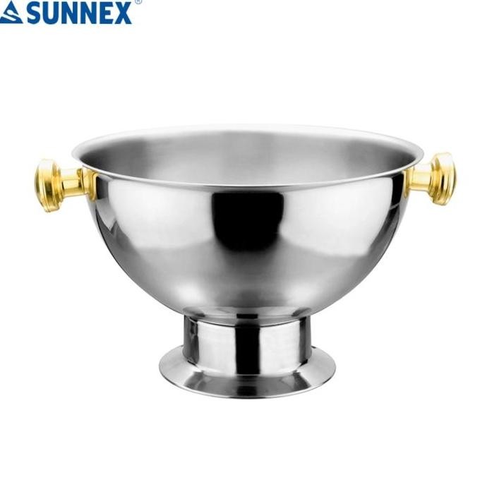 Stainless Steel Punch Bowl With Gold Handle Multipurpose Bowl Baskom Multifungsi - SUNNEX KALI