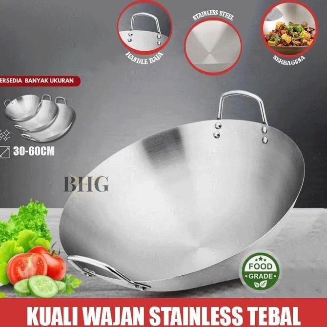 WajanCODStainless steel, Anti Karat dan Lengket/wajan/Wajan Penggorengan Baja Tahan Karat Tidak Dila