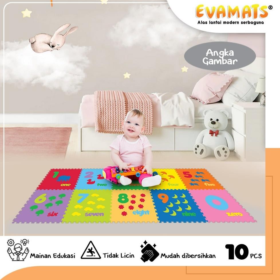 EVAMATS Puzzle Angka Gambar | Matras Puzzle, Puzzle Lantai, Matras anak Mainan Edukasi, Mainan Angka