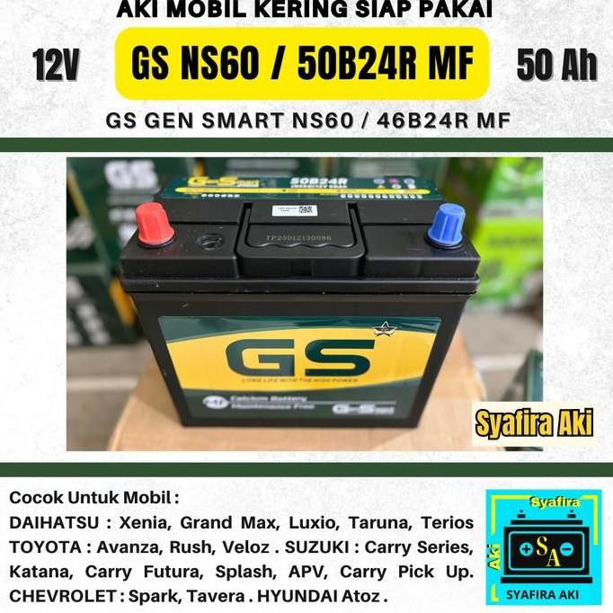 Aki Mobil Avanza G / Veloz, Terios,Xenia,Rush,Grandmax Gs Mf Ns60 Aki Kering 12V 45Amper