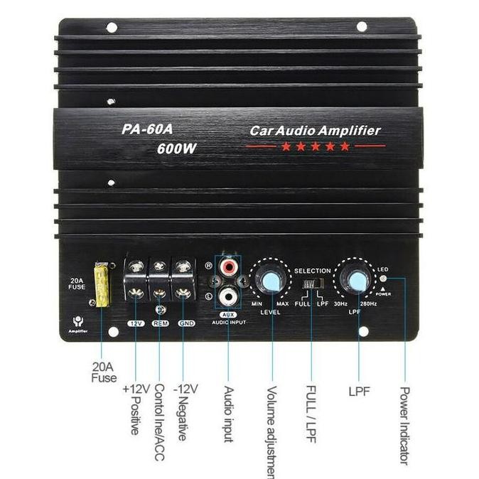 Car Audio Subwoofer Mono 600W Pa-60A Amplifier Board Bass