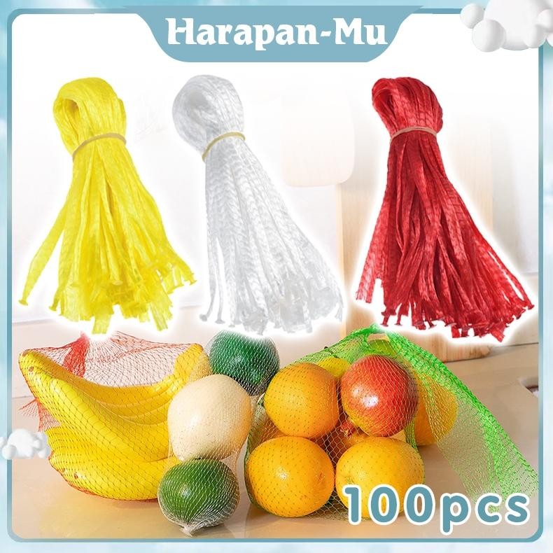 UGNDA 100 Pcs Jaring Buah Polynet Jaring Pembungkus Buah Gantungan Jaring Rajut Buah Polynet Hanger 
