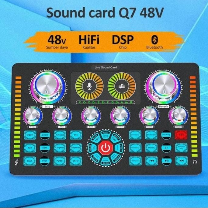Paket Lengkap Soundcard Q7 Mix Microphone Bm 800 Stand Arm / Paket Komplit Sound Card Q7 Live Soundc