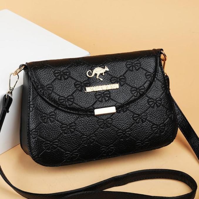 ENOTECA - TAS SELEMPANG WANITA FASHION REMAJA KEKINIAN MURAH BATAM PESTA KULIT HITAM CAKELA TA609B5 