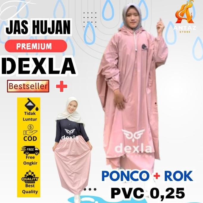 Promo Jas Hujan GOxtra - Setelan Jas Hujan Mantol Mantel Ponco+Rok Kelelawar Wanita Dewasa Super Jum