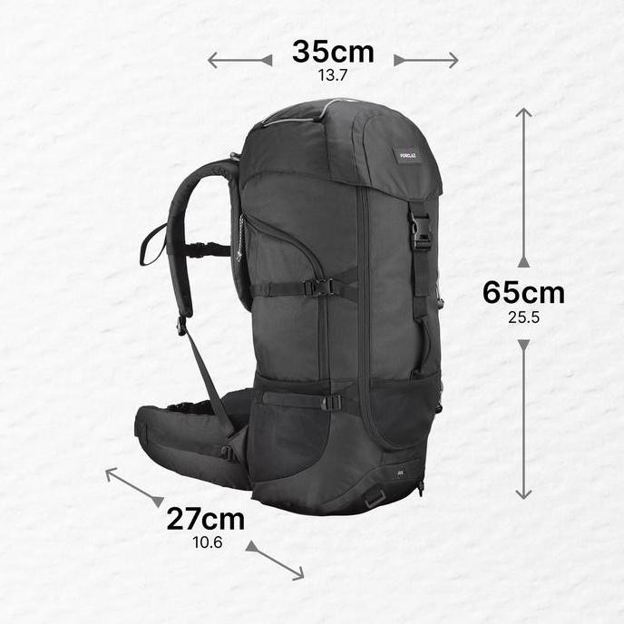 Decathlon  FORCLAZ Ransel Travel 50 L - Hitam - 8735043 GS