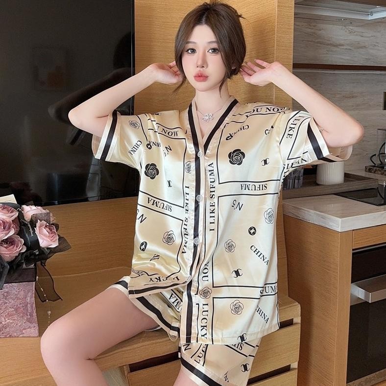 Piyama Wanita Kancing Depan baju tidur wanita Impor Best Quality SATIN murah mewah elegan/baju tidur