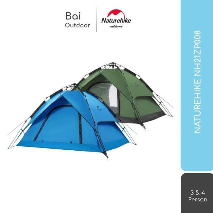 Tenda Dome Automatic / Otomatis Camping 3 4 Orang Naturehike Nh21Zp008