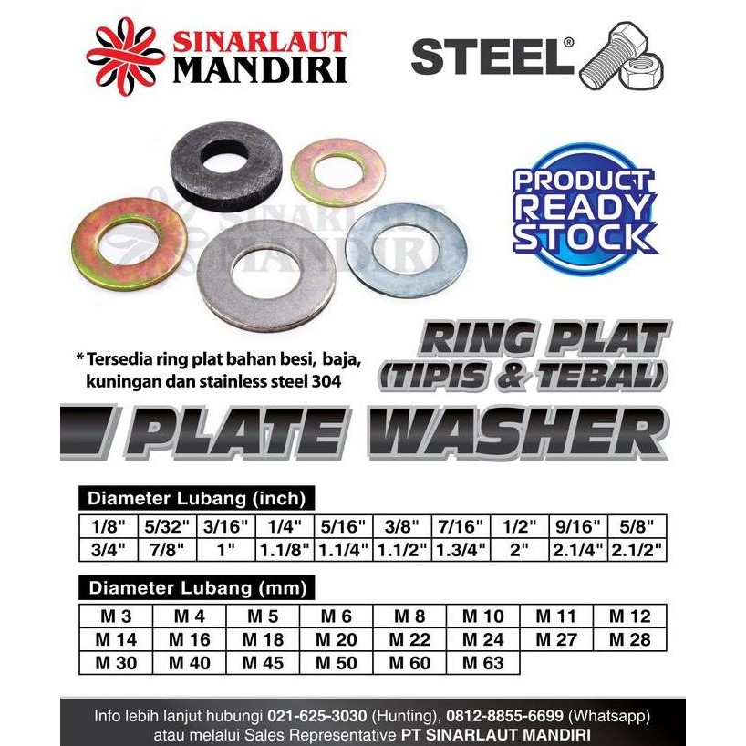 New New Ring Plat / Flat Washer / Plate Washer M6 (1/4") - Tipis