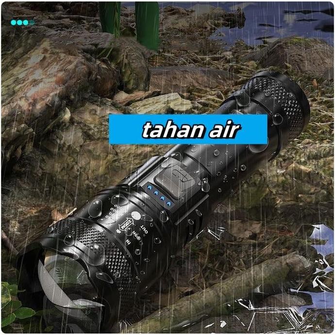 DB8 >> [COD] Senter LED Super Terang Dapat Diperbesar XHP50 USB Type-c LED Senter Luar Ruangan Tahan