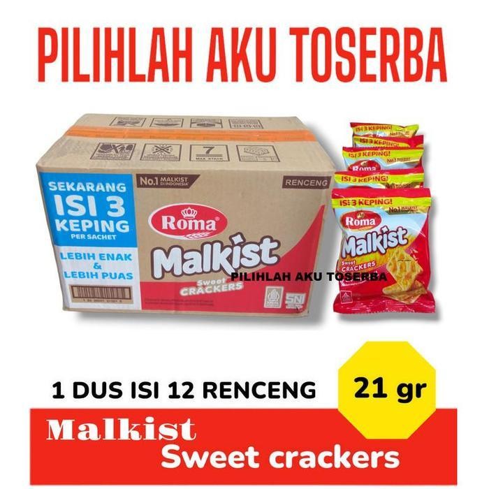 Biskuit Roma Malkist Crackers (tabur Gula) - 1 KARDUS ISI 12 RENCENG