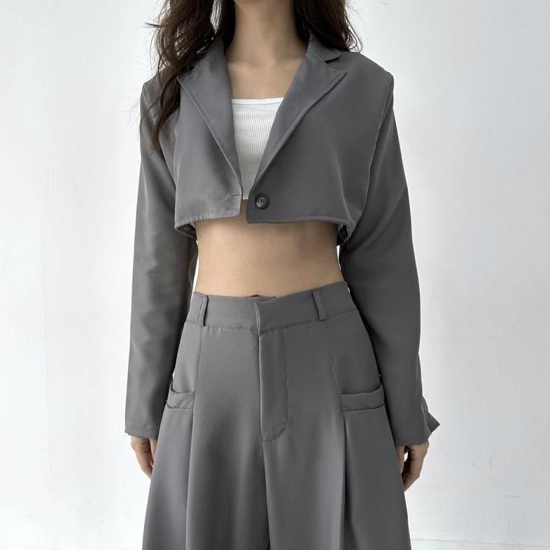 Best - RONA CROP BLAZER - Atasan Crop Outer Blazer Wanita Luaran Top Murah Tali Baju Lengan Tangan P