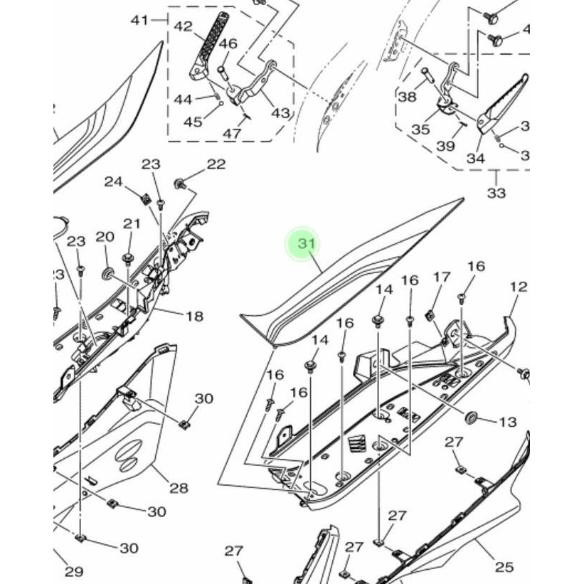 Karpet Bordes Kiri Aerox 155 Asli Original Yamaha