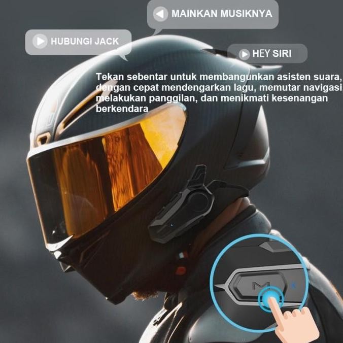 ZACRO E1 Intercom helm Bluetooth 5.0 FM Radio intercom dua arah