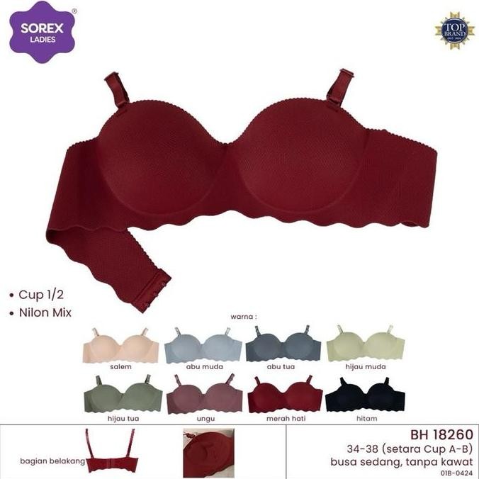 Grosir Bra Sorex 18260 Push Up Bra Tanpa Kawat Cup A-B 1/2 Cup Lembut Halus Ringan Nyaman
