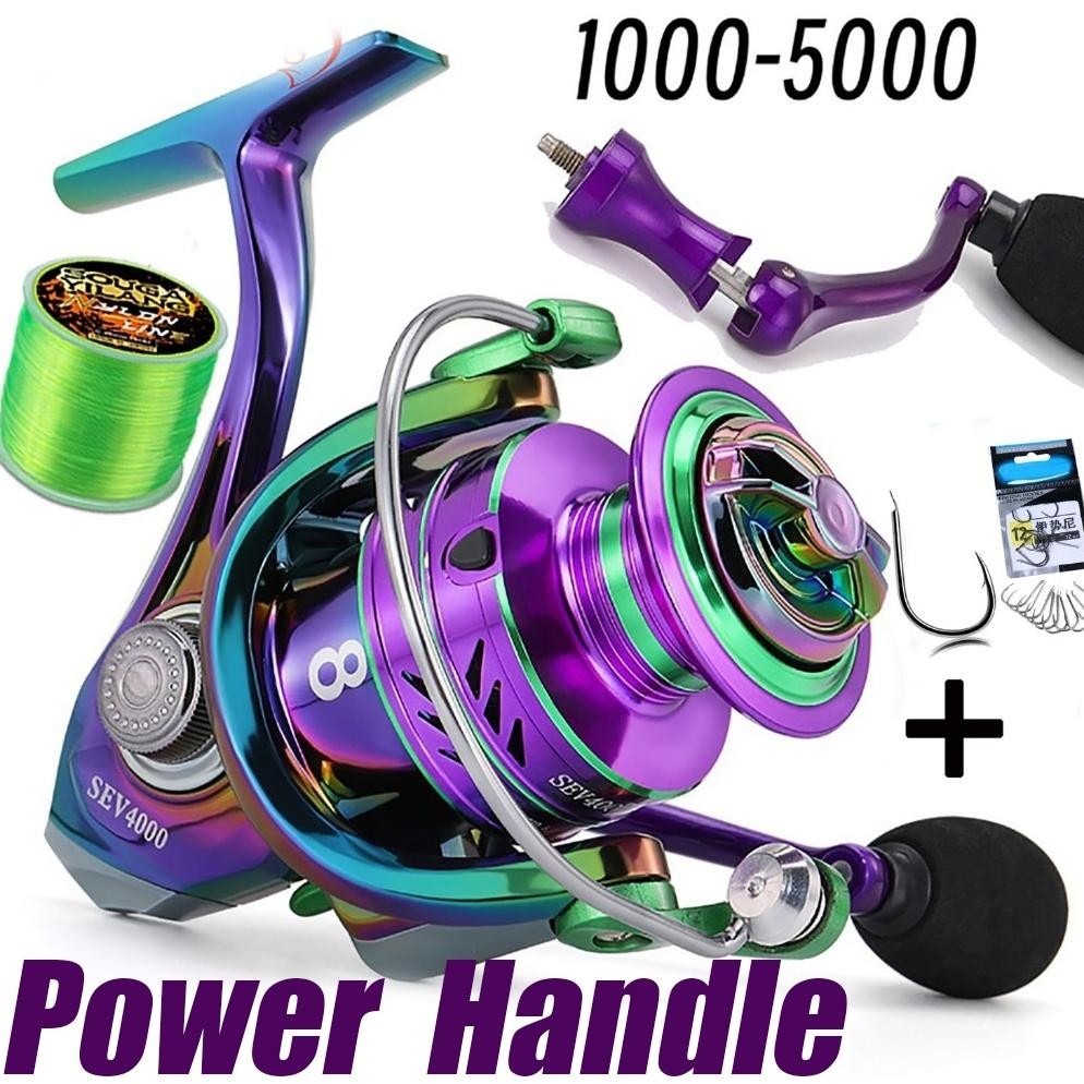 Power Hand Reel Pancing Memancing Rasio Gear 5.2:1 Max Drag 5-10KG Joran Pancing 1000-5000 Bahan Met