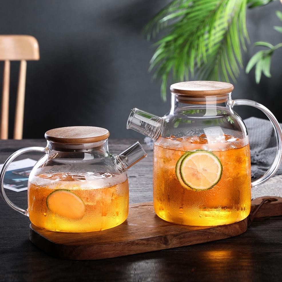 Promo - Teko Pitcher Pemasak Masak Air Teh Teapot Maker Kaca Borosilicate Glass ..