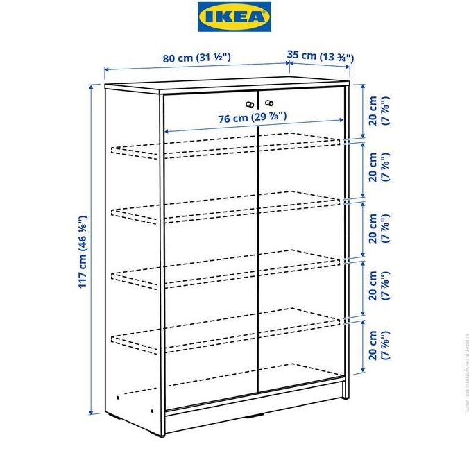 IKEA KLEPPSTAD Kabinet Tempat Sepatu Putih Minimalis 80x35x117 cm
