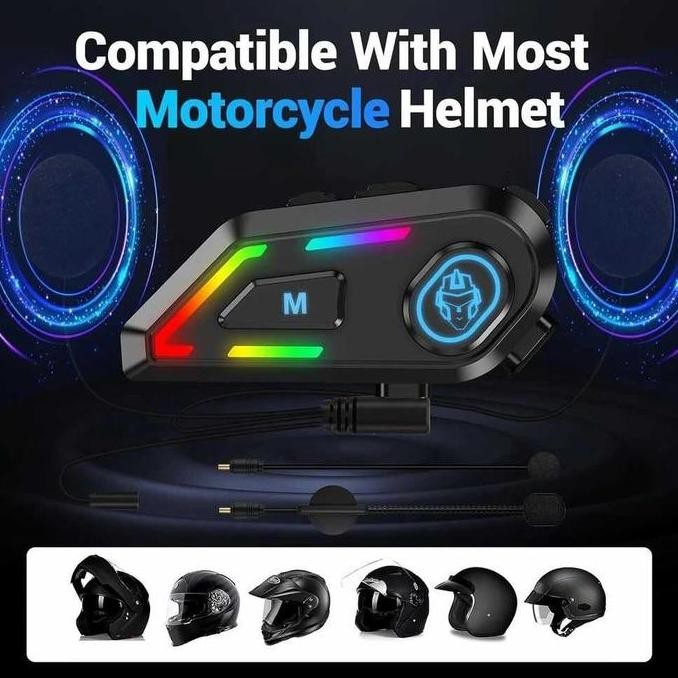 Edyell Intercom Helm Bluetooth Headset Helmet Motorcycle Ip67 1000Mah