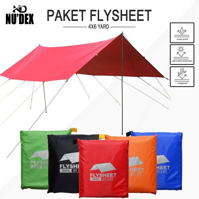 Paketan Flysheet 4X6 Incude Tiang Pasak Tali Paket Lengkap Flysheet Wp
