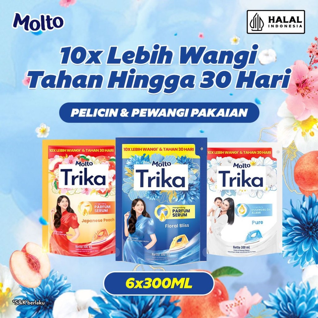 [Beli 4 DAPAT 6] Molto Trika Pelicin dan Pewangi Pakaian All Varian 300mL x6