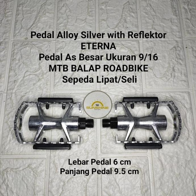 Promo Pedal Alloy Eterna Silver As Besar 9/16 Untuk Crank Gir Tengah As Bb Kotak Dan Ht2 Model Jadul